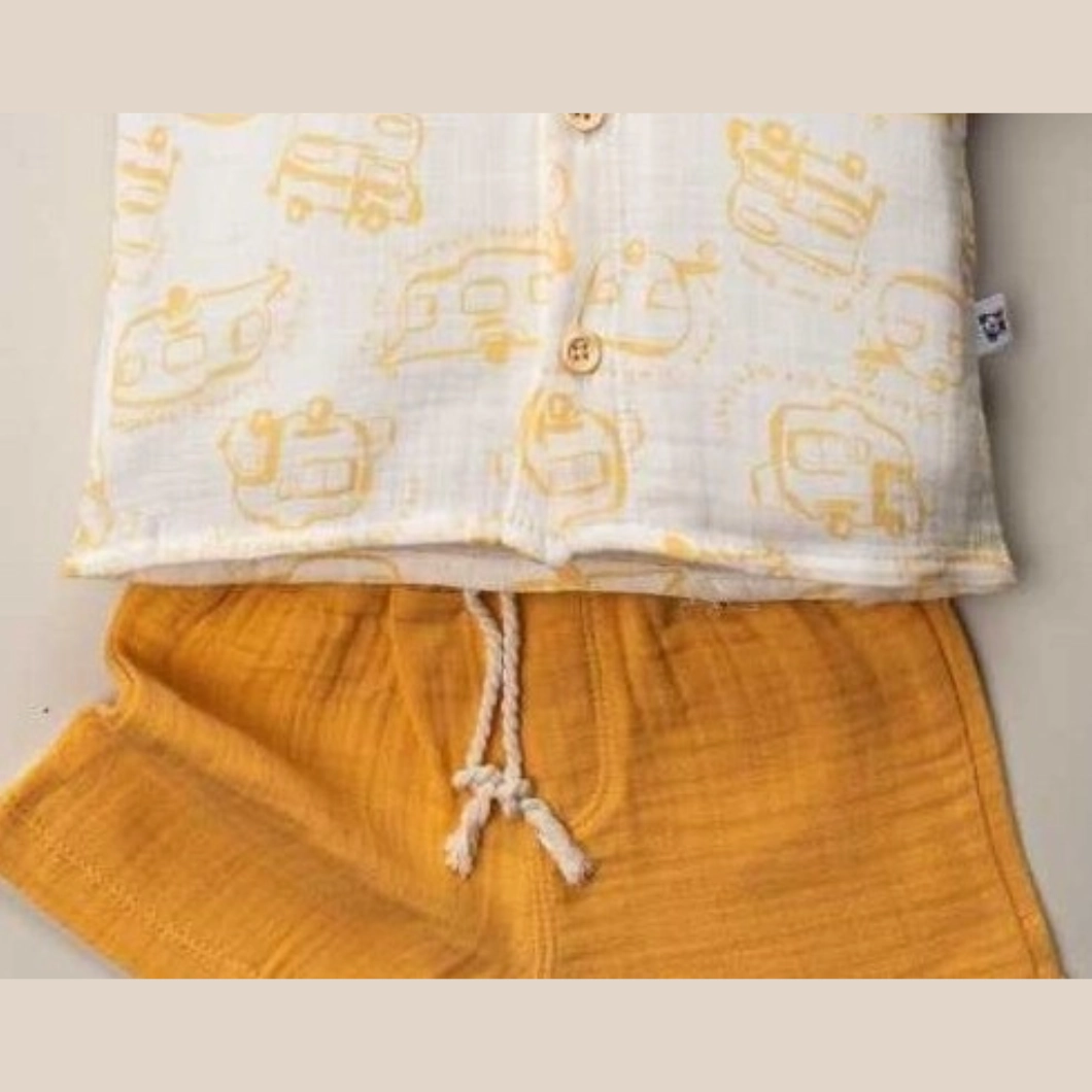 Set 2 Piese de Vară Băietei – Kevin Muselină, Cămașă și Pantaloni Scurți [2]