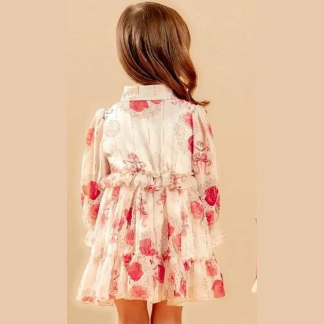 Rochiță pentru fetițe – Design floral, voal moale, stil elegant [3]