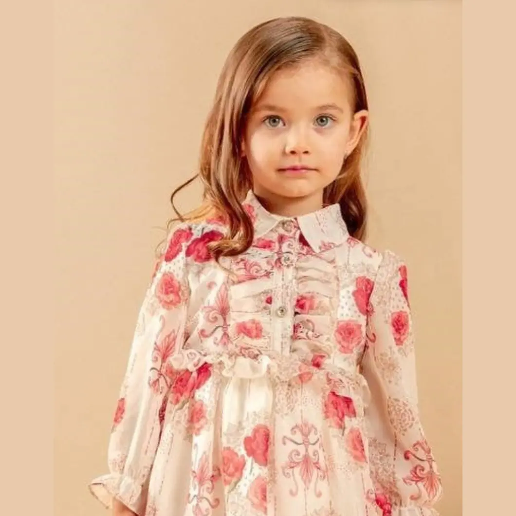 Rochiță pentru fetițe – Design floral, voal moale, stil elegant [4]