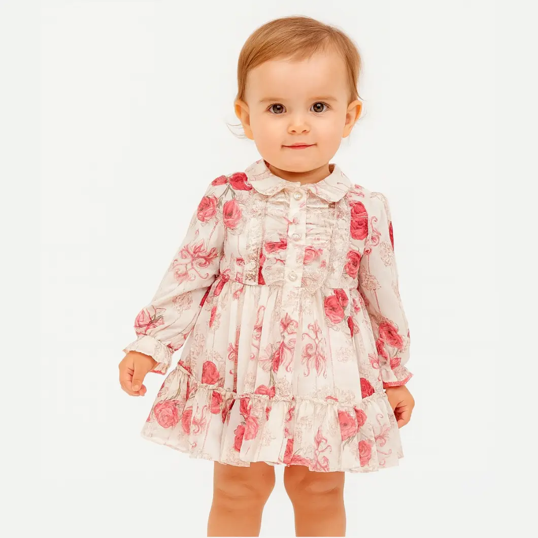 Rochiță pentru fetițe – Design floral, voal moale, stil elegant [2]