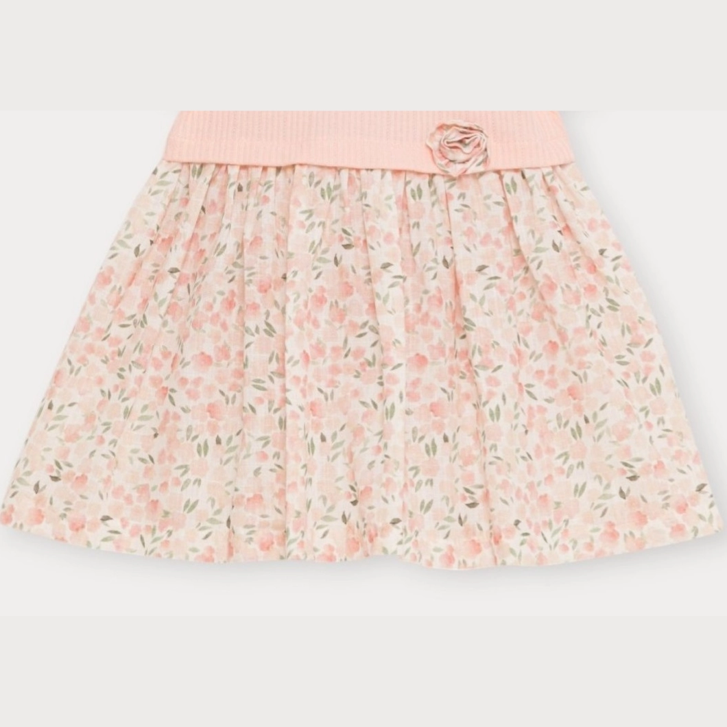 Rochiță fetițe Albeya, bumbac cu imprimeu floral și guler decorativ [3]