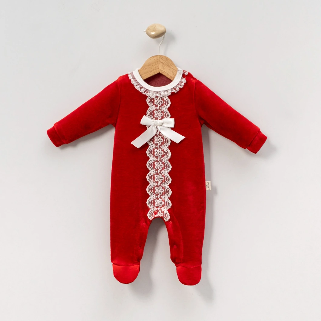 CRĂCIUN - Salopetă Fetițe Red Romance – Catifea Bumbac OEKO-TEX