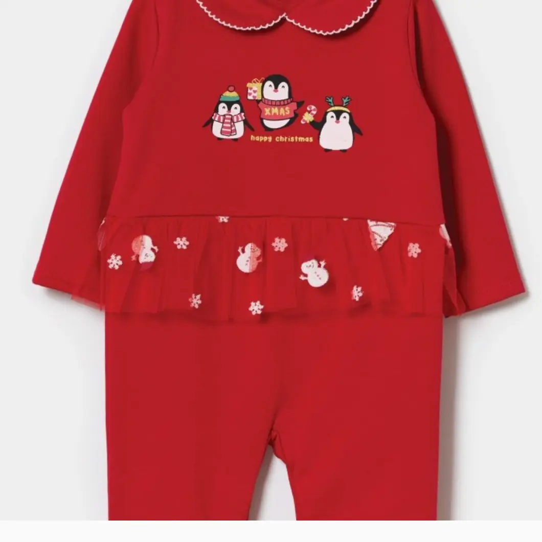 Salopetă Bebeluși Christmas Penguins Bumbac Vătuit [5]