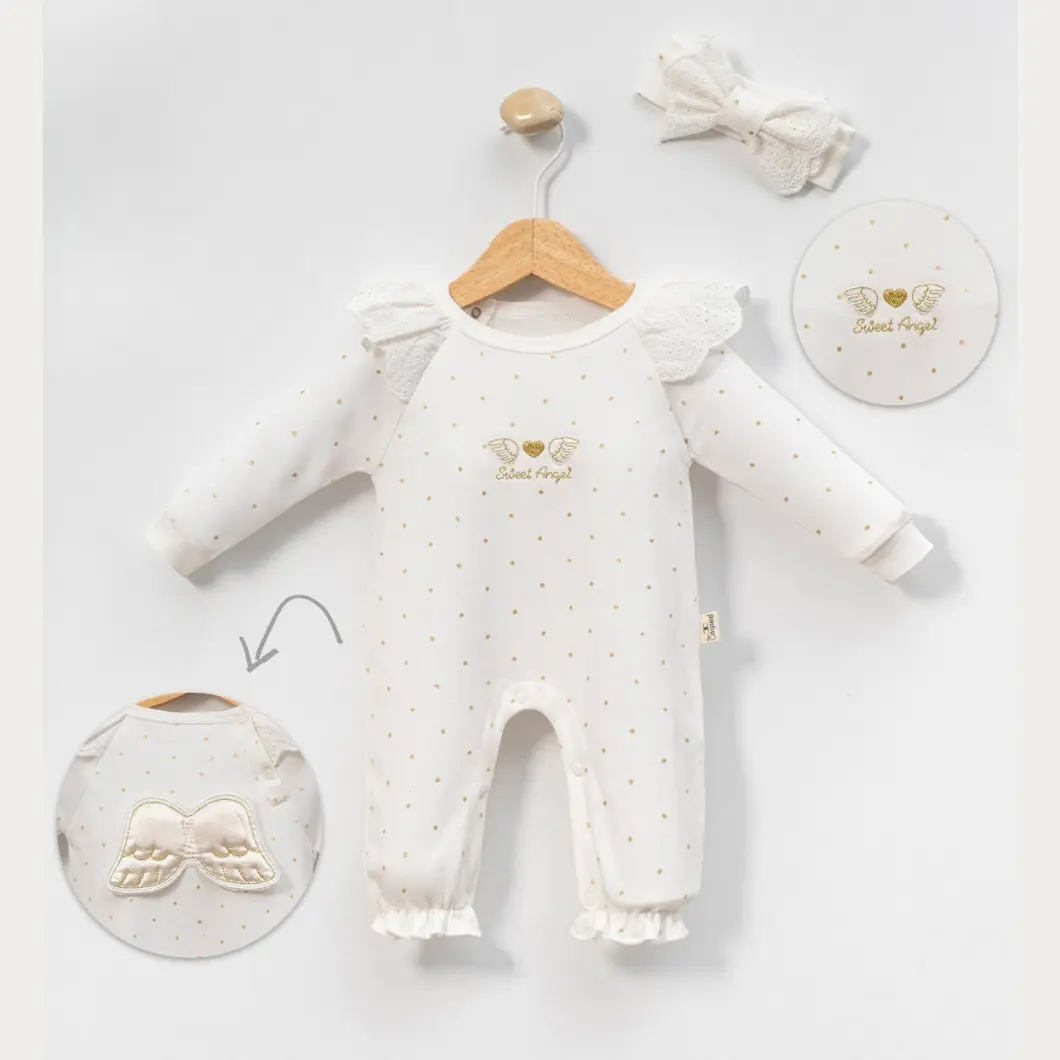 BEBELUȘI 0-24 Luni - Salopetă cu Bentiță Sweet Angel Bumbac 0–9 Luni