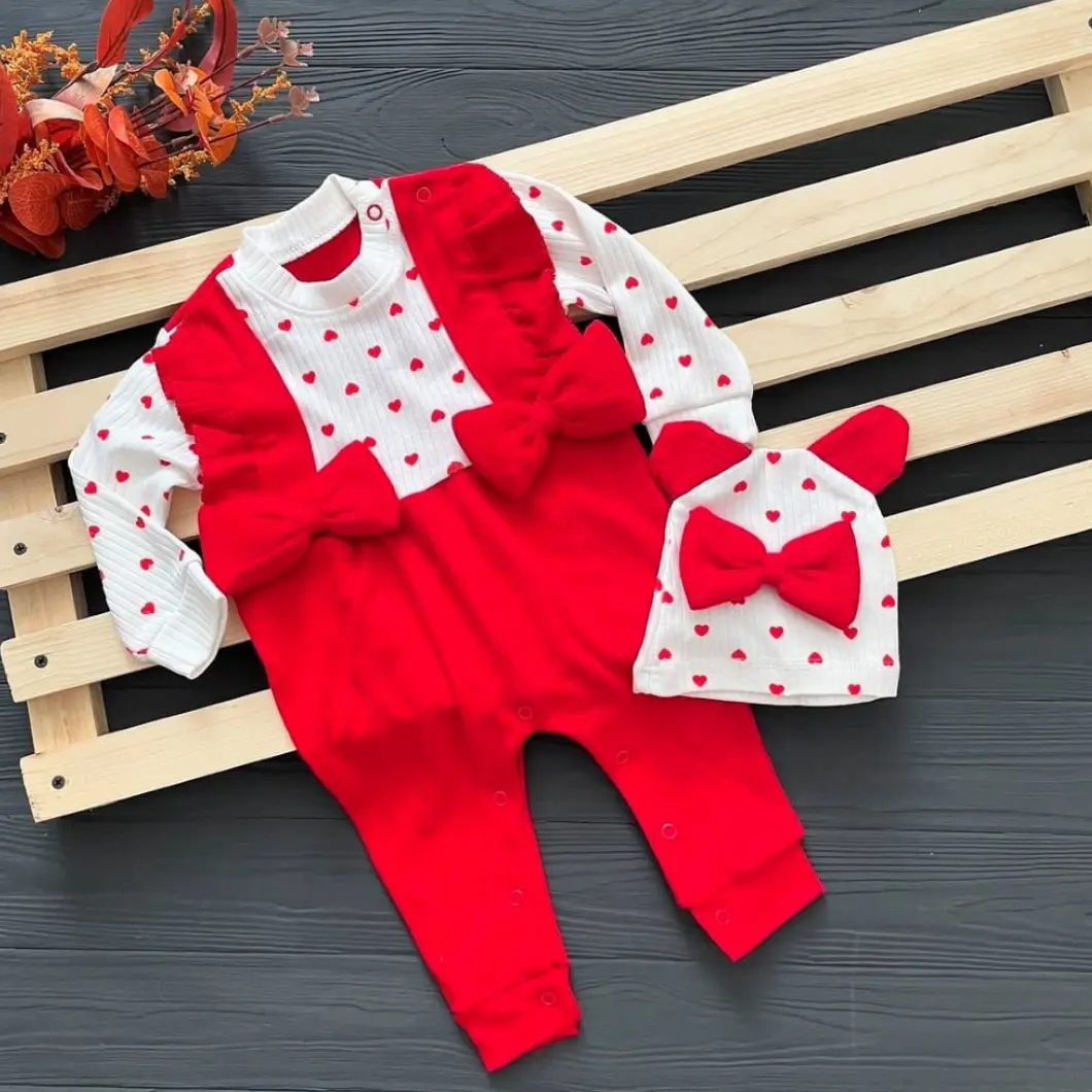 Salopetă Fetițe cu Căciuliță Tiny Hearts,100% Bumbac [5]