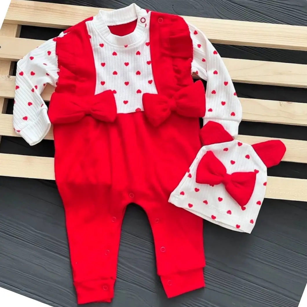 Salopetă Fetițe cu Căciuliță Tiny Hearts,100% Bumbac [2]