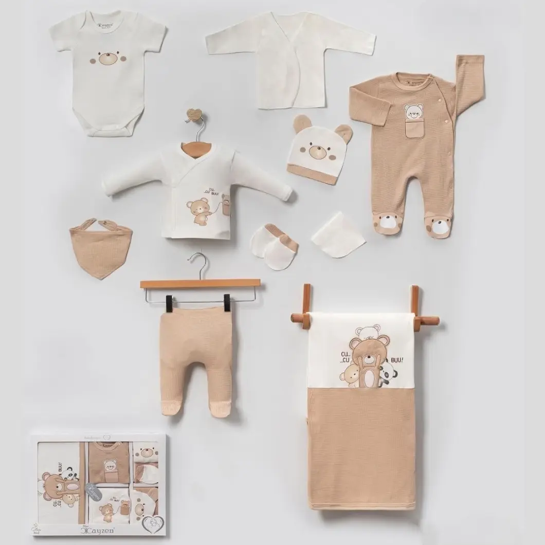SETURI MATERNITATE - Set 10 Piese Nou-Născuți Peekaboo – Haine Bebe Bumbac 100% Sigur și Confortabil