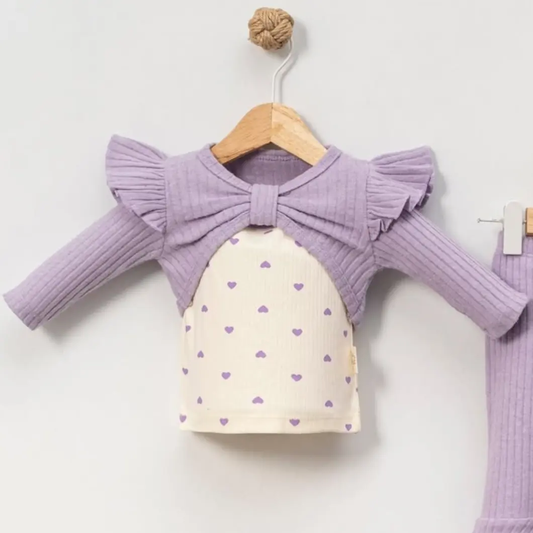 Set 3 Piese Fetițe – Purple Mood – 80% Bumbac cu Maiou [3]