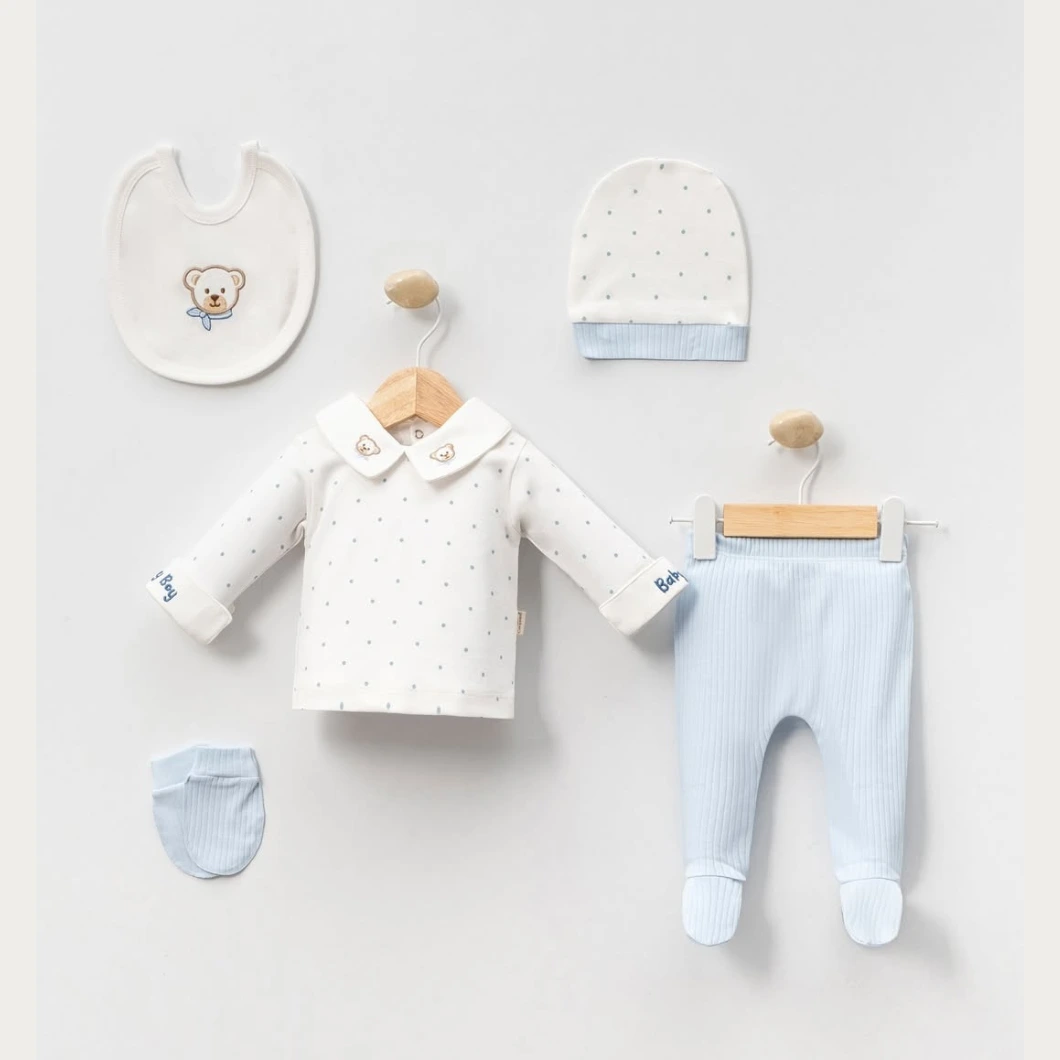 SETURI MATERNITATE - Set Nou-Născuți Baby Boy – 100% Bumbac OEKO-TEX, 5 Piese