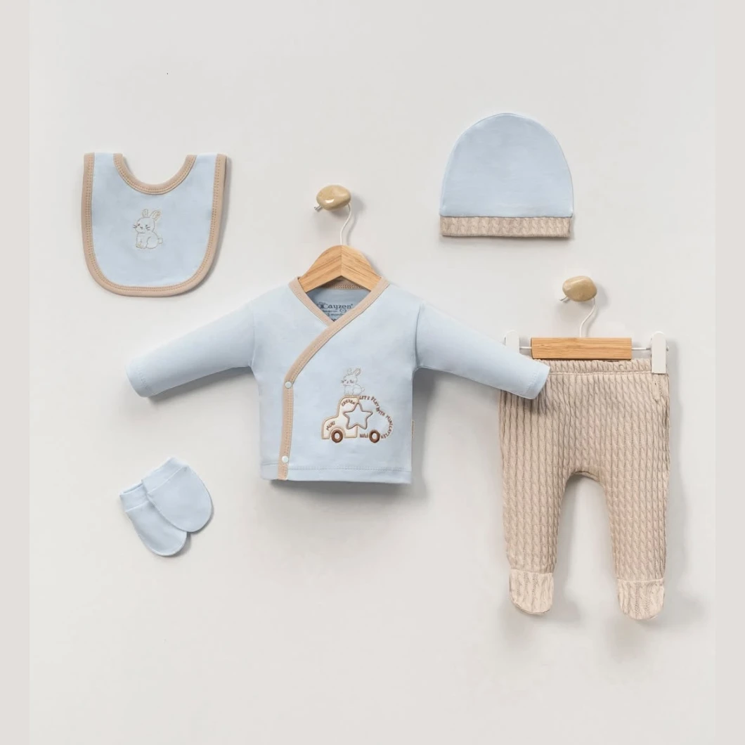 SETURI MATERNITATE - Set Nou-Născuți Bunny Car – 100 % Bumbac OEKO-TEX 5 Piese