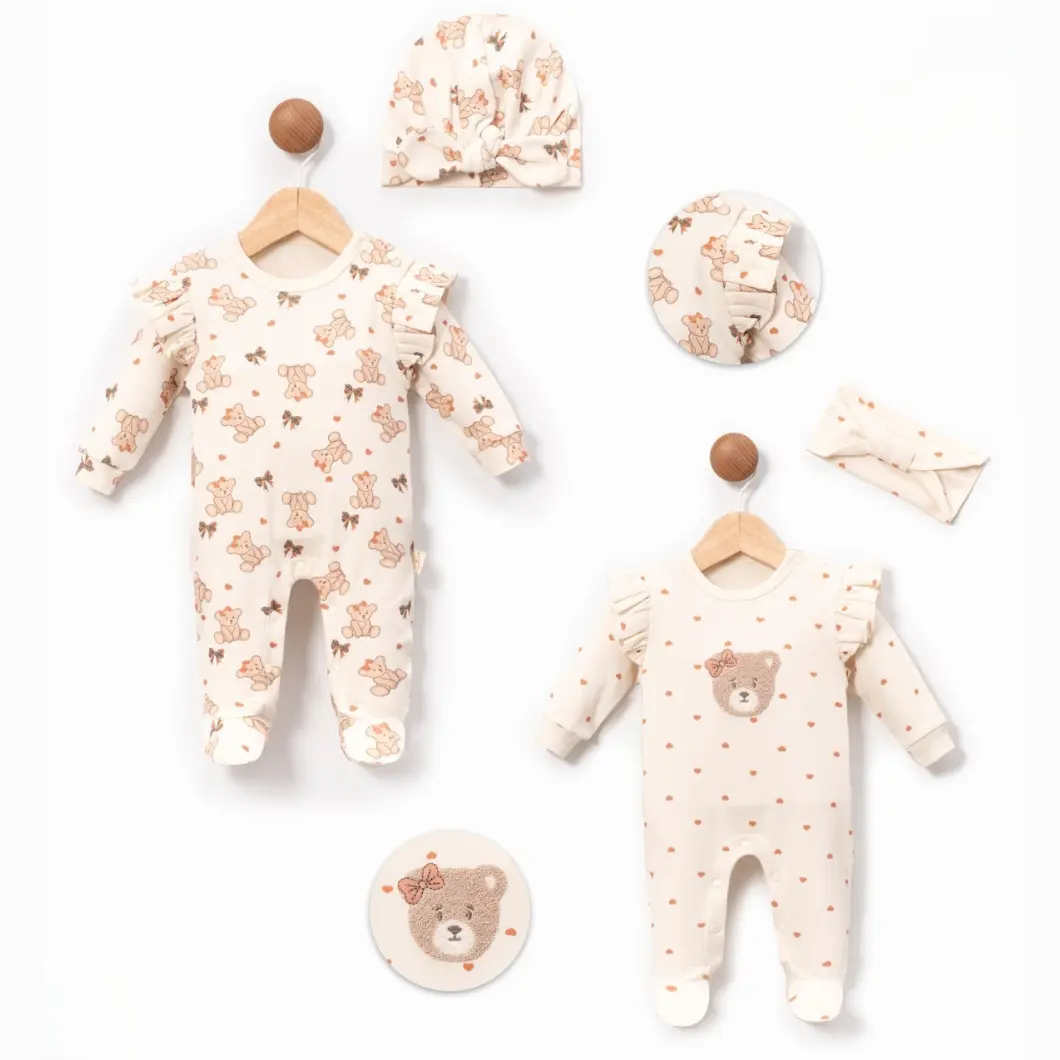 BEBELUȘI 0-24 Luni - Set 2 Salopete Fetițe Matilda Bumbac OEKO-TEX 0–6 Luni