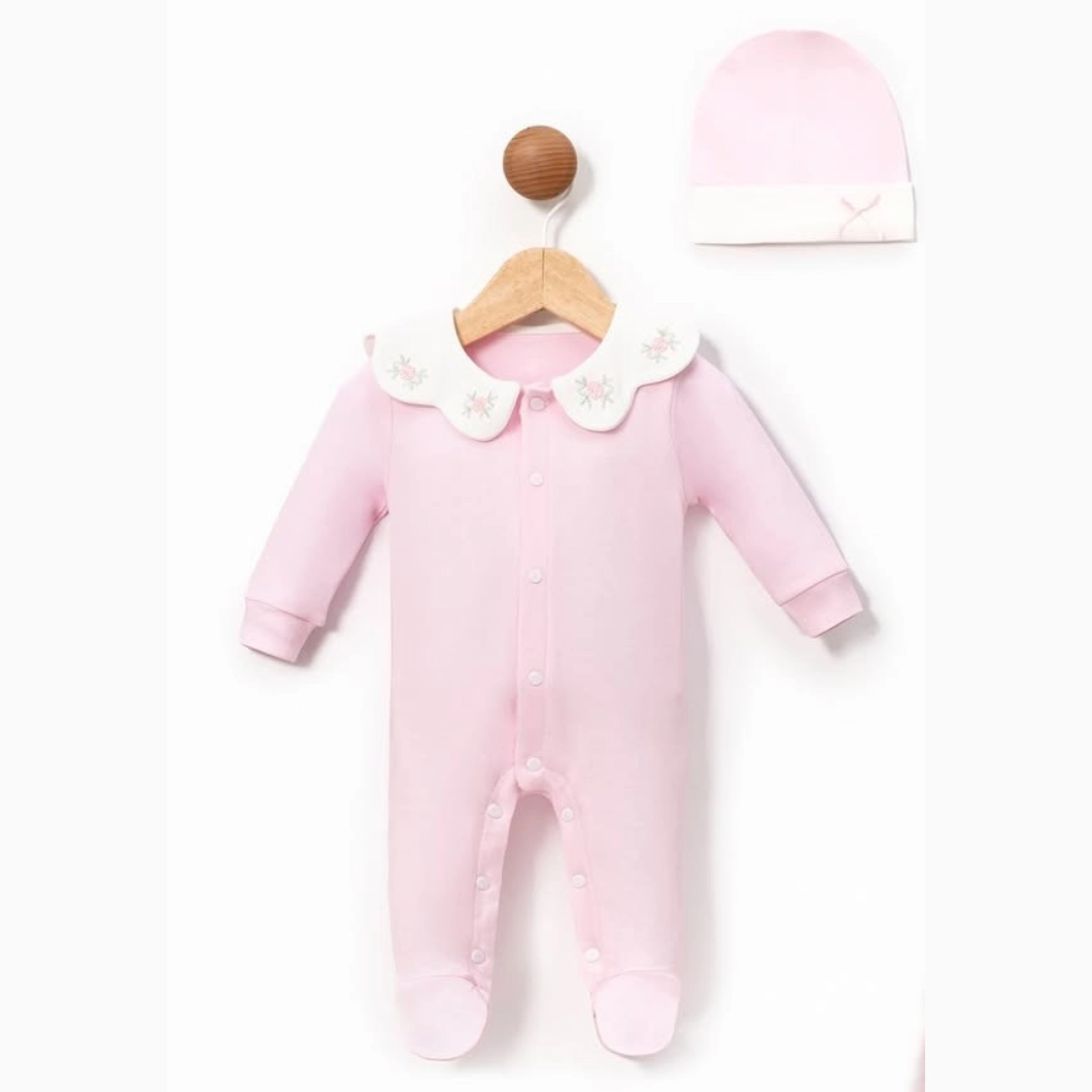 Set 2 Salopete cu Căciuliță Fetițe – Bumbac OEKO-TEX, Guler Brodat și Volănașe [1]