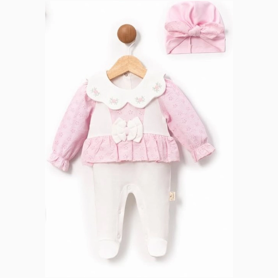 Set 2 Salopete cu Căciuliță Fetițe – Bumbac OEKO-TEX, Guler Brodat și Volănașe [2]