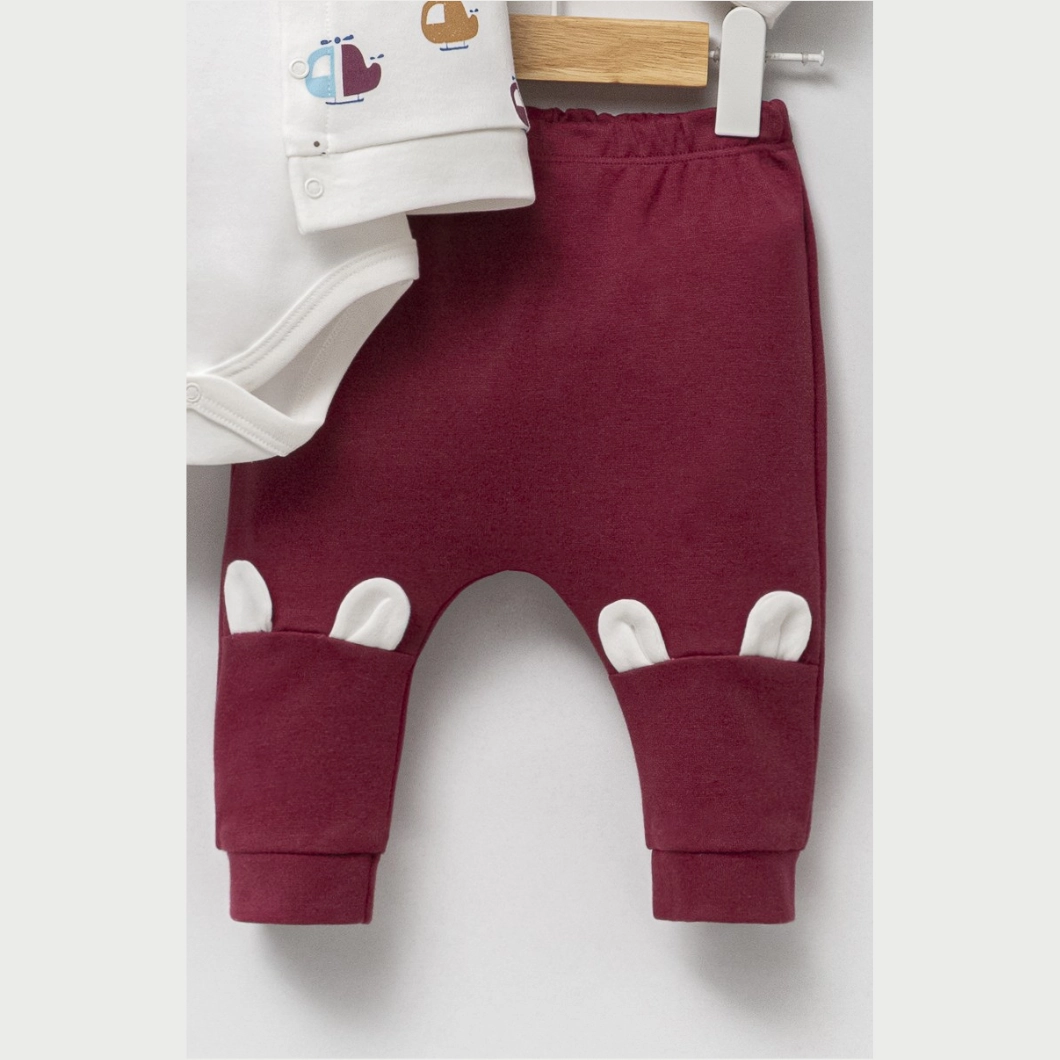 Set 3 piese Băieței Helly Baby Grena - 100% Bumbac [2]