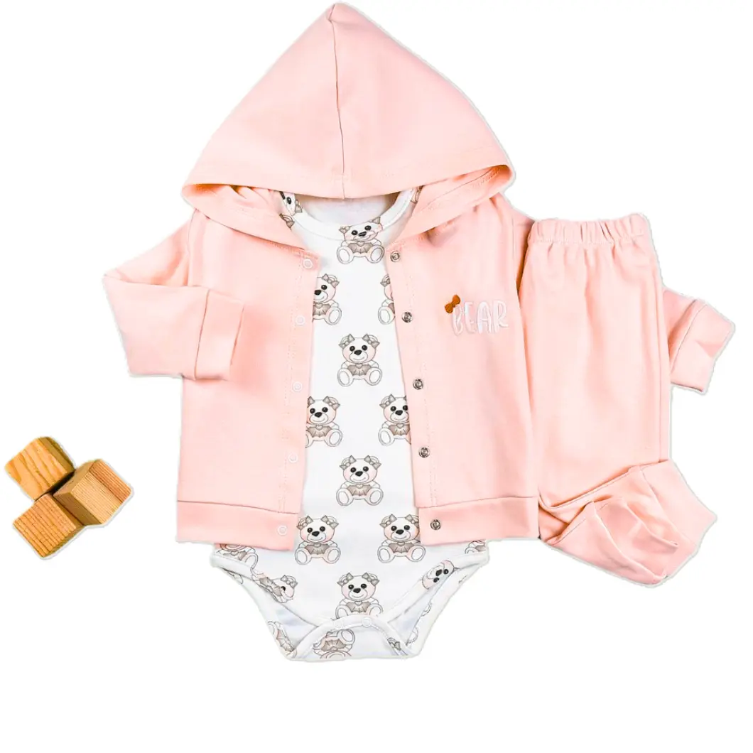 Set 3 Piese, 100% Bumbac, Fetițe - Bear Blush [1]