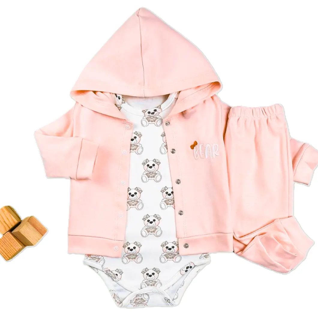Set 3 Piese, 100% Bumbac, Fetițe - Bear Blush [2]