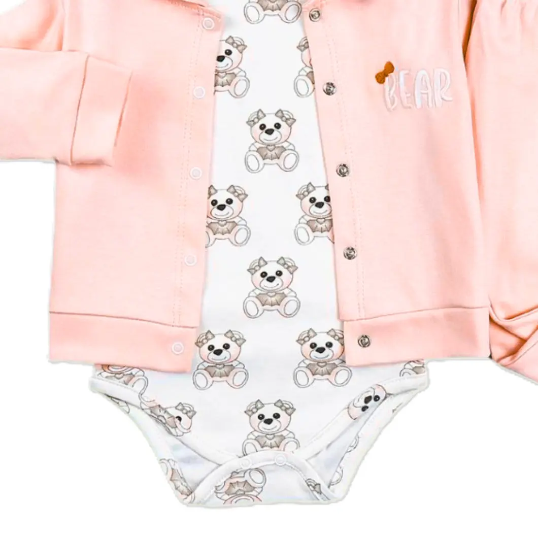 Set 3 Piese, 100% Bumbac, Fetițe - Bear Blush [4]