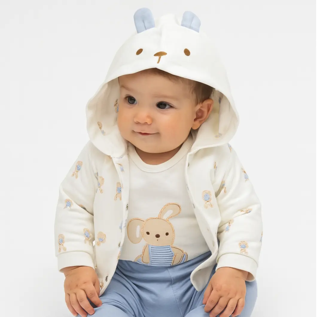 Set 3 piese Bebeluș Bunny Joy 100% Bumbac [3]