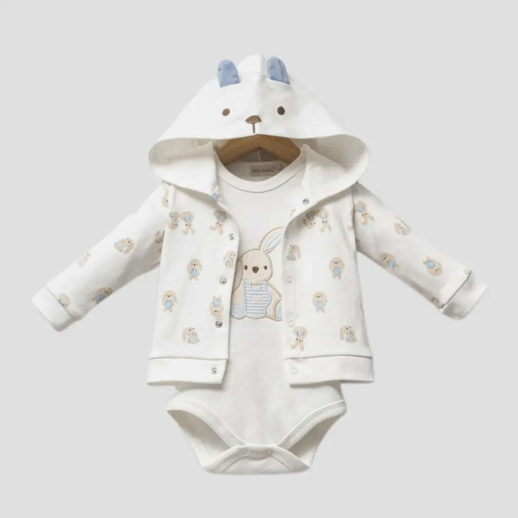 Set 3 piese Bebeluș Bunny Joy 100% Bumbac [4]