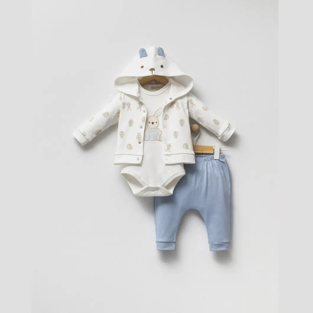 Set 3 piese Bebeluș Bunny Joy 100% Bumbac [7]