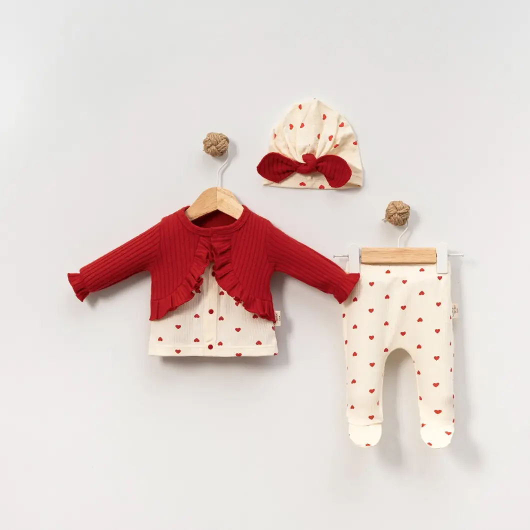 BEBELUȘI 0-24 Luni - Set 3 Piese Fetițe Cu Dragoste 0–6 Luni