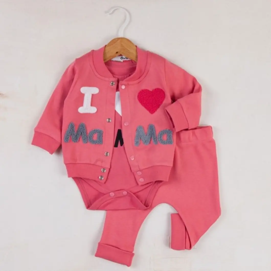 Set 3 Piese Fetițe I Love Mama Roșu 95% Bumbac 5% Lycra [5]
