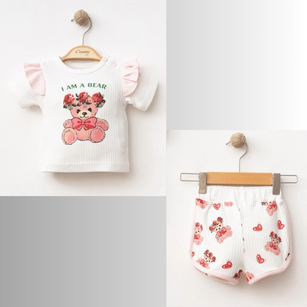 Compleu Fetițe Teddy Rose - Bumbac 100% Premium [6]