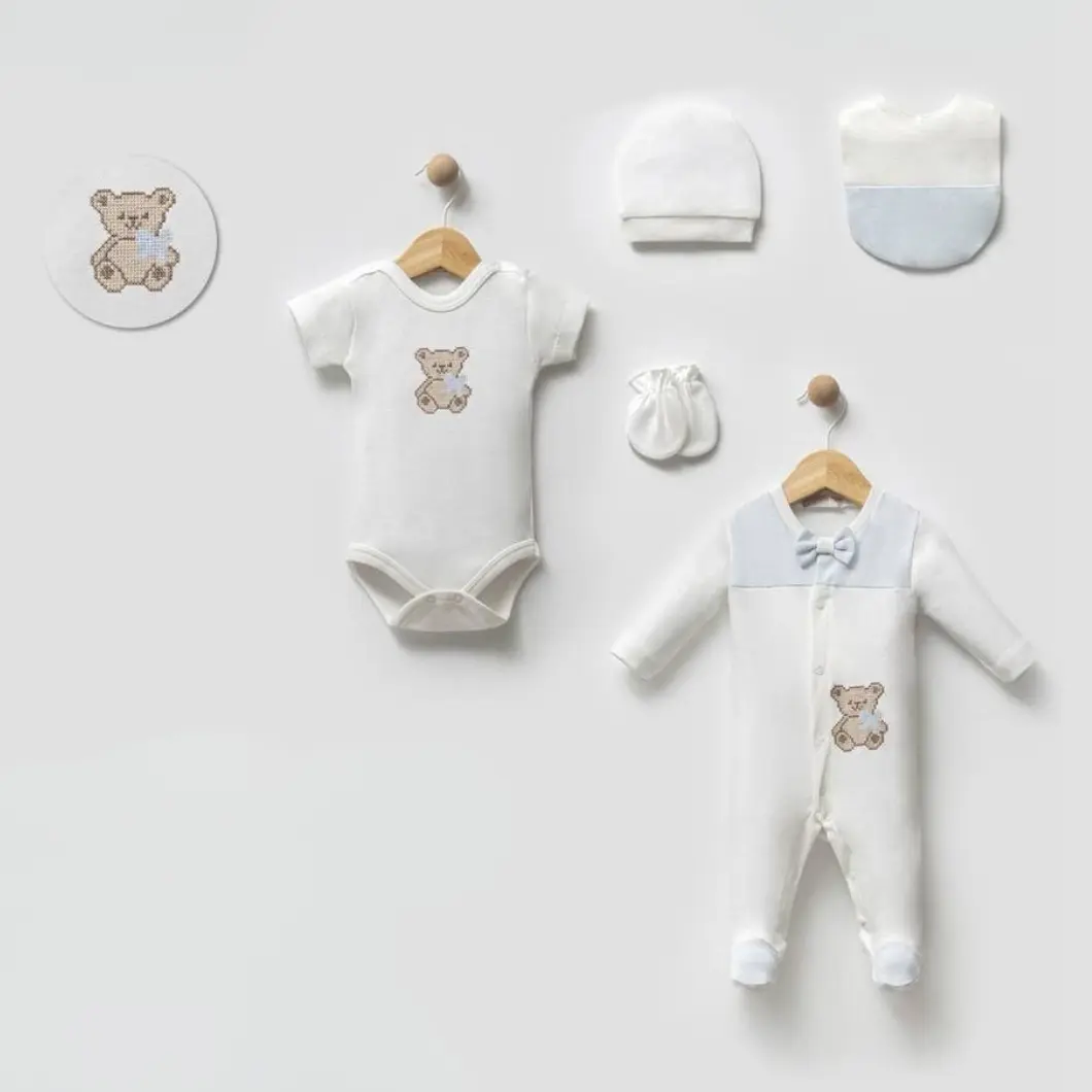 SETURI MATERNITATE - Set 5Piese Nou Născuți Fancy Bear - 100% Bumbac