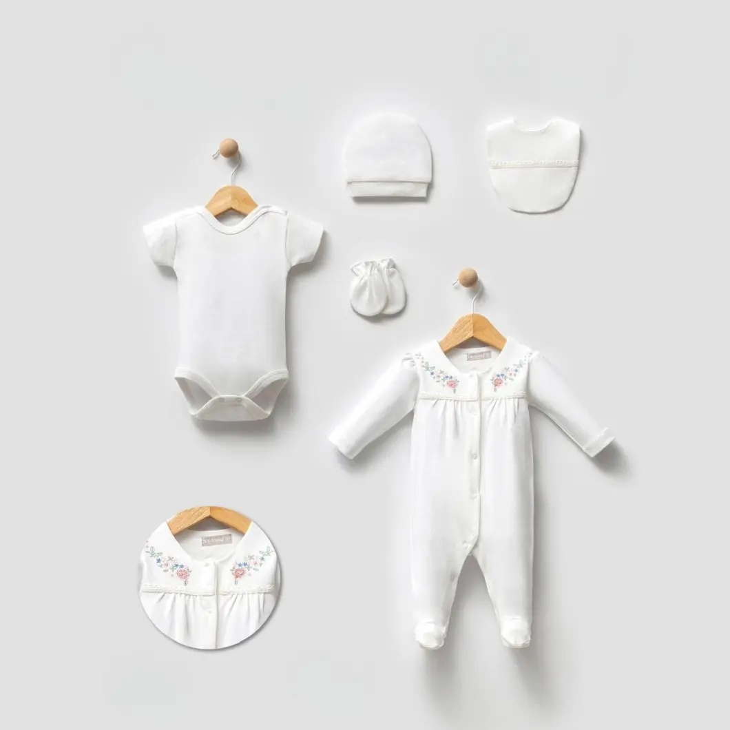 Set 5Piese Nou Născuți White Daisy - 100% Bumbac [6]