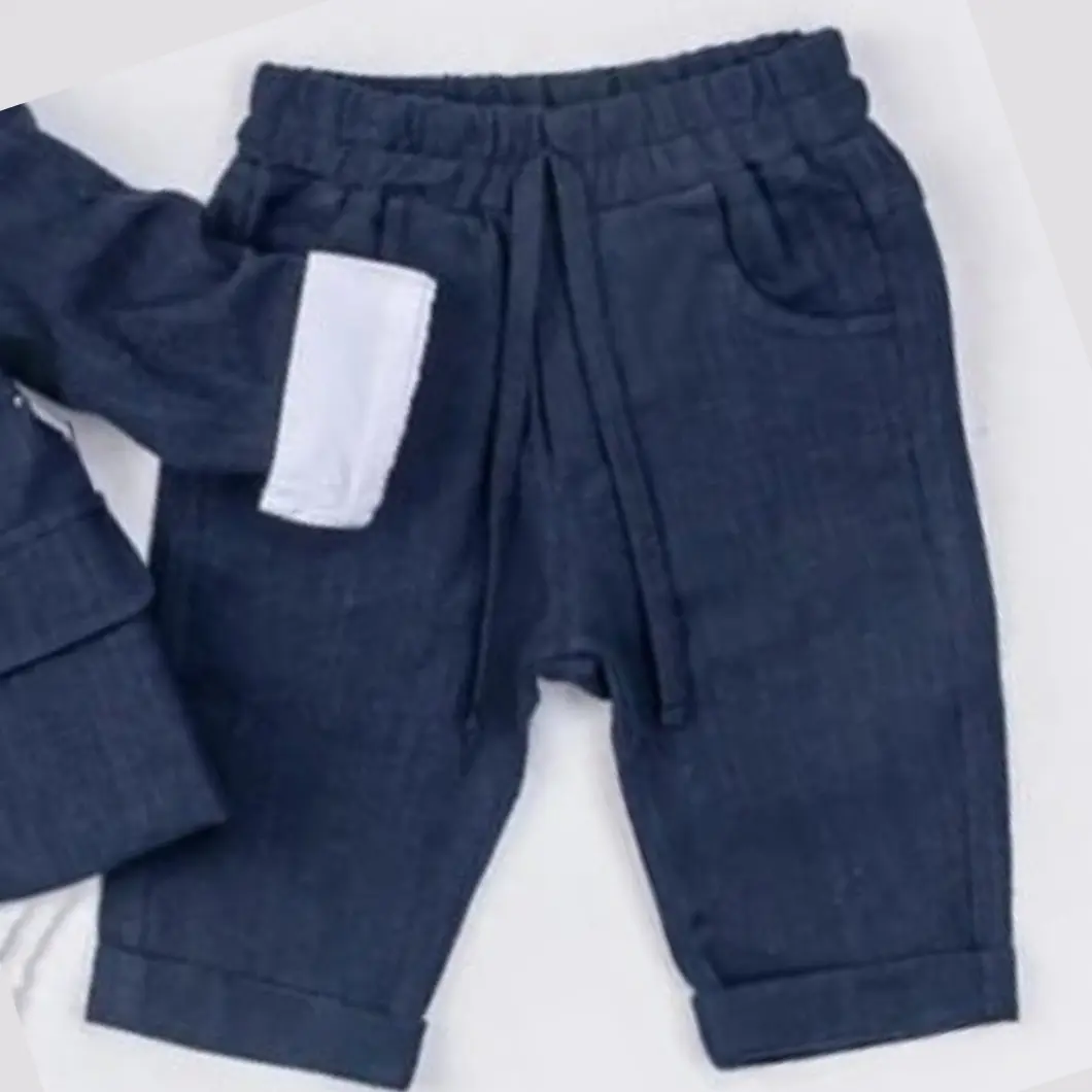 Costum băieței elegant – Set 3 piese bleumarin cu cămașă tip body [5]