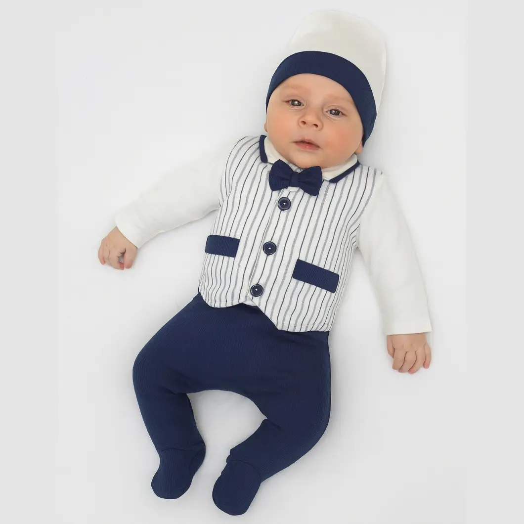 SETURI MATERNITATE - Set 5 piese elegant băieței, 0-3 luni, 100% bumbac