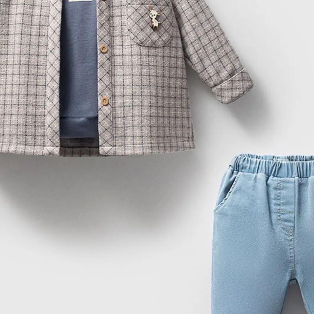 Set Casual Premium 3 Piese Băieței 9-24 Luni Carlos Bleu [1]