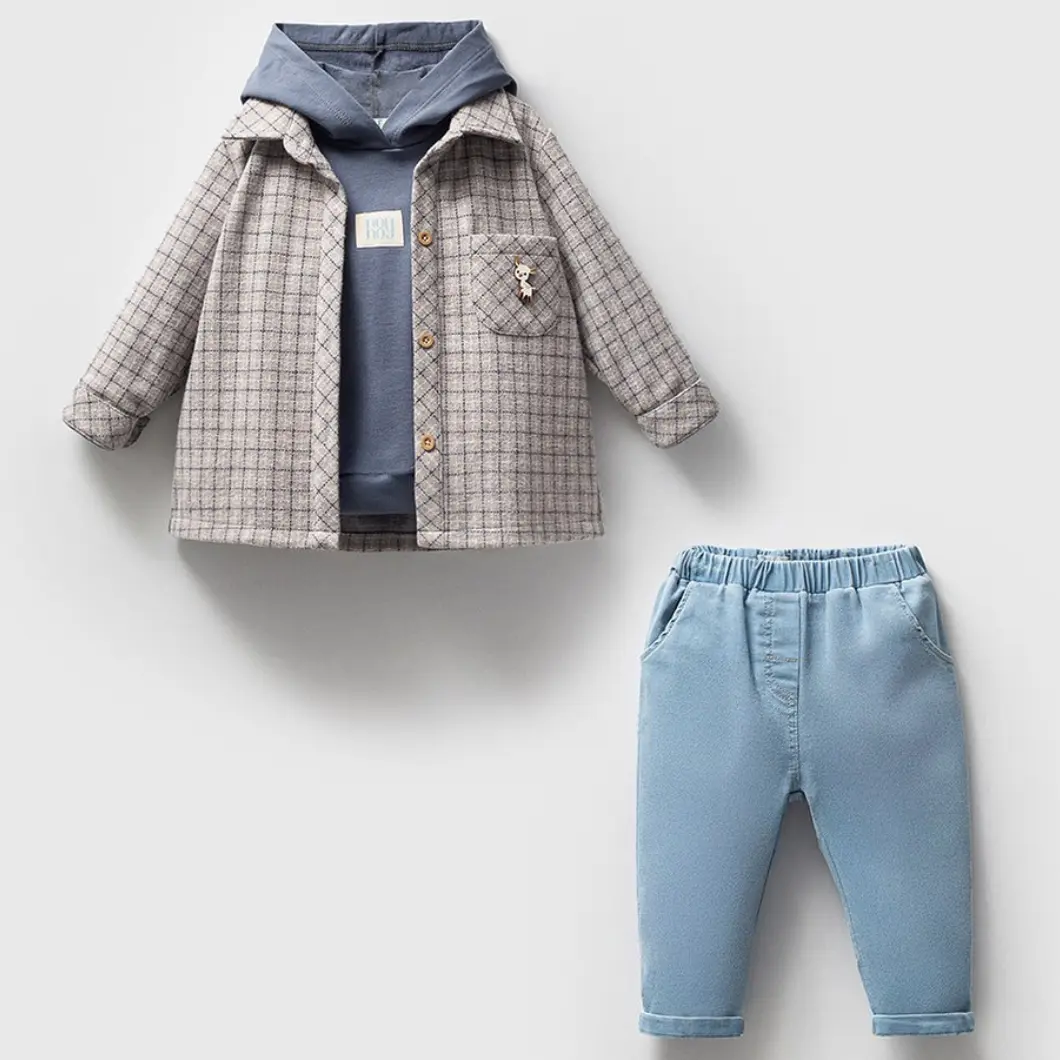 Set Casual Premium 3 Piese Băieței 9-24 Luni Carlos Bleu [3]