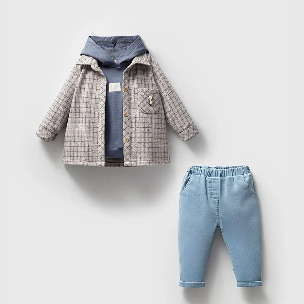 SETURI Și SALOPETE - Set Casual Premium 3 Piese Băieței 9-24 Luni Carlos Bleu