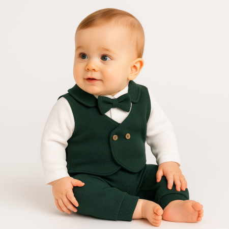 SETURI Și SALOPETE - Set Elegant 2 Piese Băieței - Benjamin, Verde, Bumbac 100%