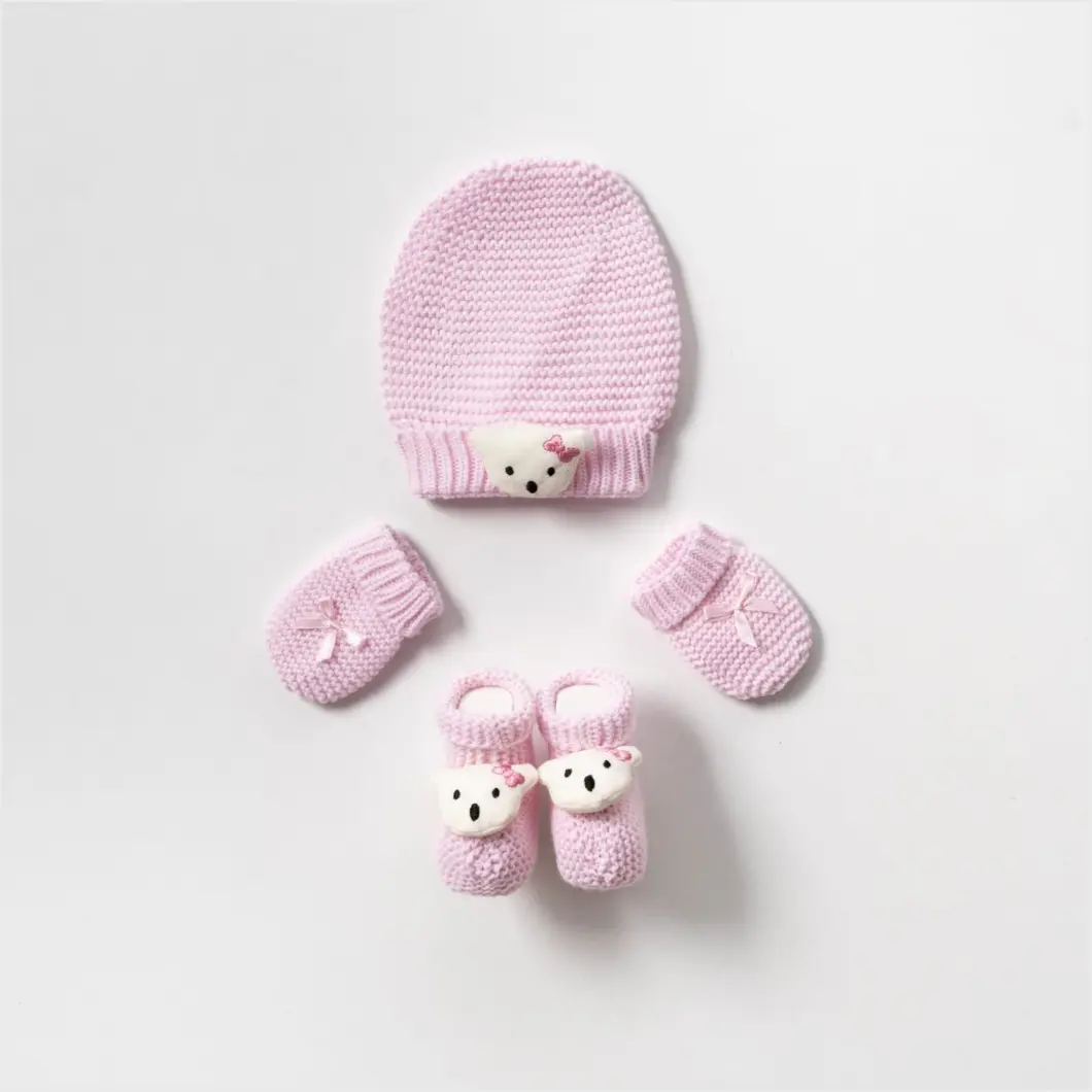 Set Elegant de Accesorii pentru Bebeluși - Căciuliță, Mânuși și Botoșei Tricotați din Bumbac [1]