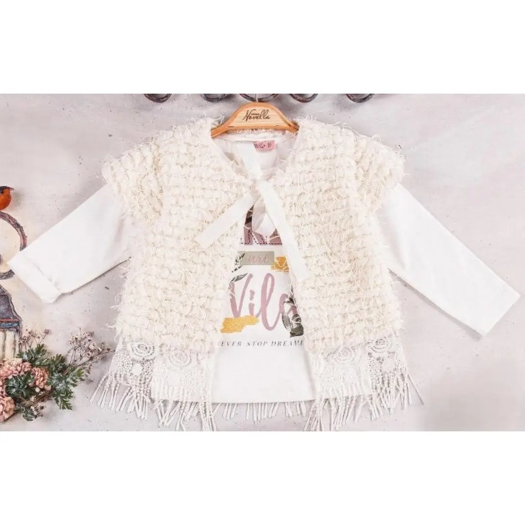 Set 3 piese fete – Bluză, pantaloni lila și vestă elegantă [4]