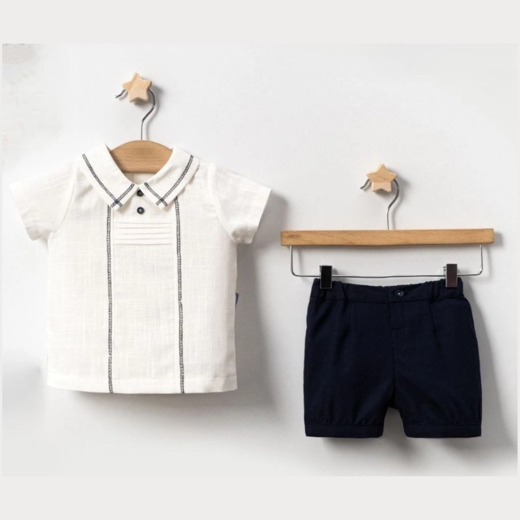 BĂIEȚEI - Set Nature Băieței – Cămașă Albă & Pantaloni Bleumarin