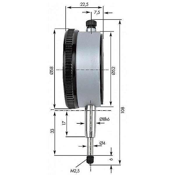 Ceas comparator mecanic cursa 30mm citire 0.01mm cadran 58mm [3]