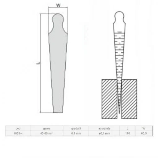 Pana de masurat plata gradata 45-60mm citire 0,1 mm [2]