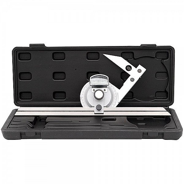 Raportor mecanic cu lupa 4x90° si rigla cu sina reglabila 300 mm [4]