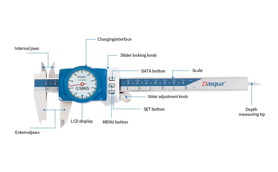 Subler cu cadran digital Dasqua domeniu 0-150 mm citire 0.01 mm [3]