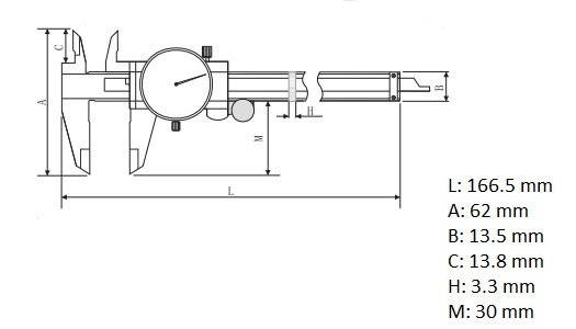 Subler mecanic Dasqua cu cadran 2mm pe rotatie domeniu 0-100 mm citire 0.02 mm [6]