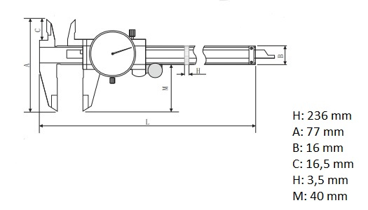 Subler mecanic cu cadran Dasqua cu cadran 2mm pe rotatie domeniu 0-150 mm citire 0.02 mm [6]