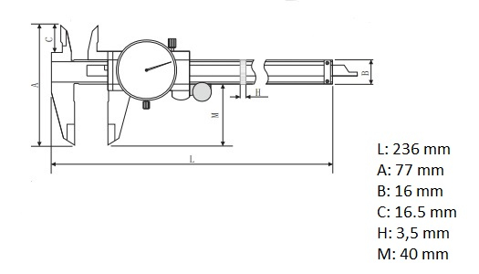 Subler mecanic Dasqua cu cadran 2mm pe rotatie domeniu 0-150 mm citire 0.01 mm [6]