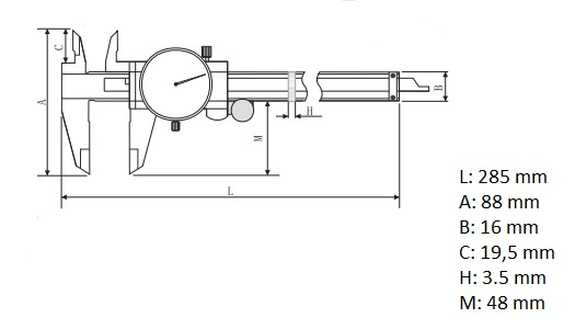 Subler mecanic Dasqua cu cadran 2mm pe rotatie domeniu 0-200 mm citire 0.02 mm [6]