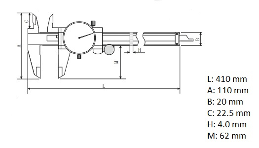 Subler mecanic Dasqua cu cadran 2mm pe rotatie domeniu 0-300 mm citire 0.02 mm [6]
