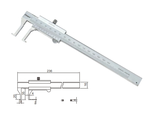 Subler mecanic de interior pentru caneluri 18-150mm x 20mm x 0.02mm [1]