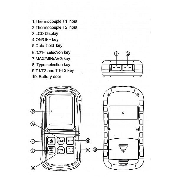 Termometru termocuplu cu 2 sonde tip K si 2 sonde rigide [2]