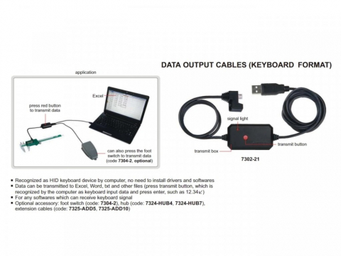 Accesorii sublere - Cablu USB pentru transfer de date - sublere digitale 7302-21 INSIZE